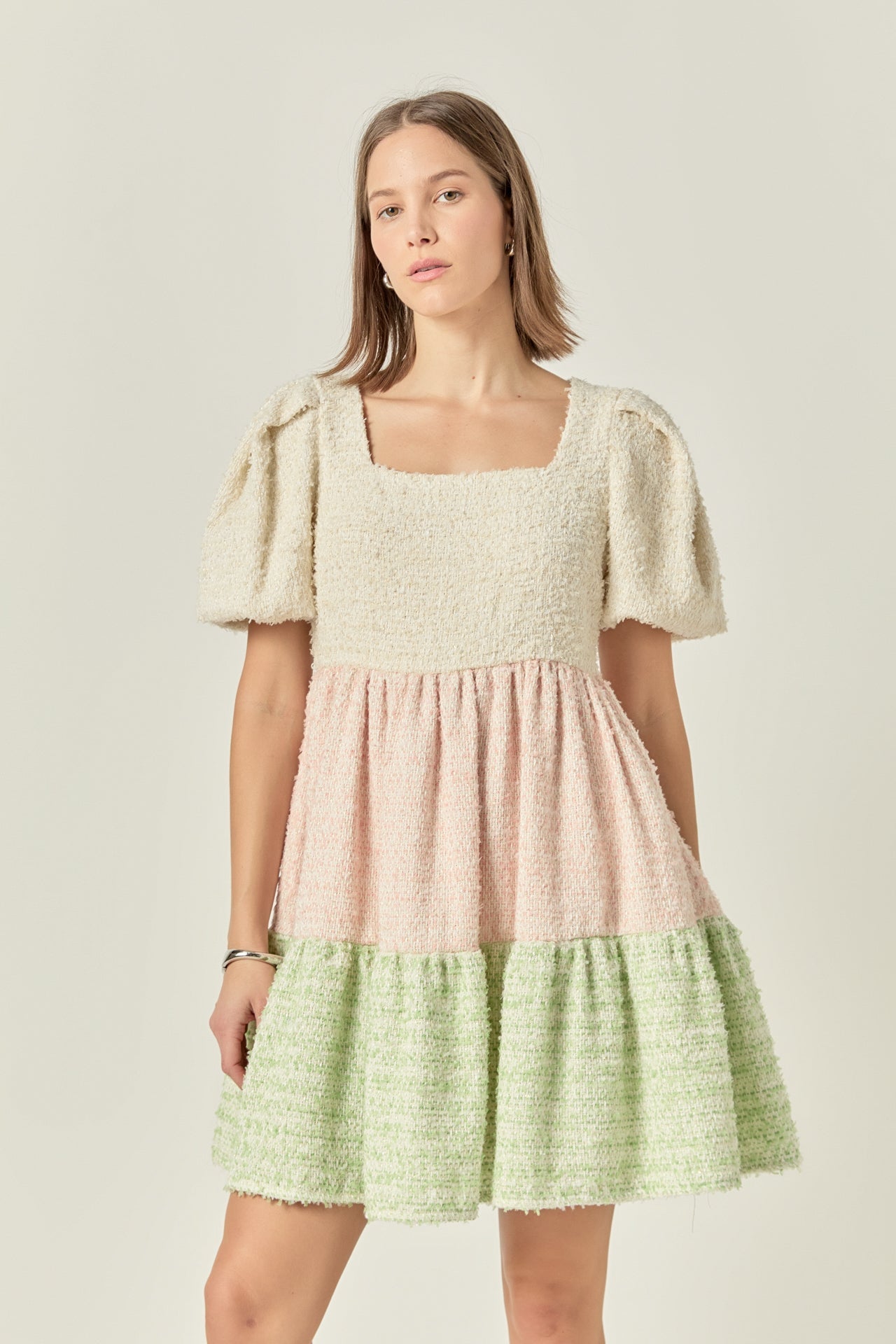 ENGLISH FACTORY - Color Block Tweed Mini Dress - DRESSES available at Objectrare