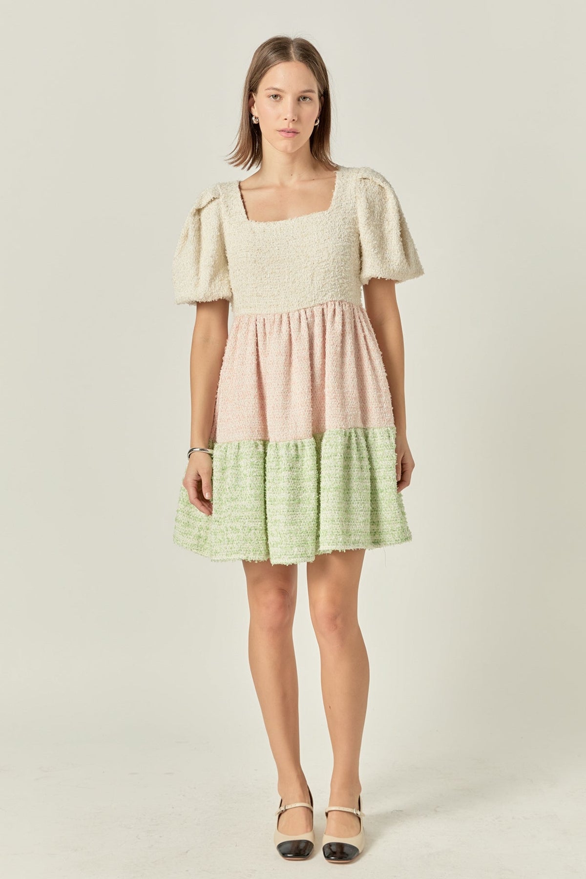 ENGLISH FACTORY - Color Block Tweed Mini Dress - DRESSES available at Objectrare