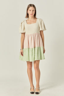 ENGLISH FACTORY - Color Block Tweed Mini Dress - DRESSES available at Objectrare