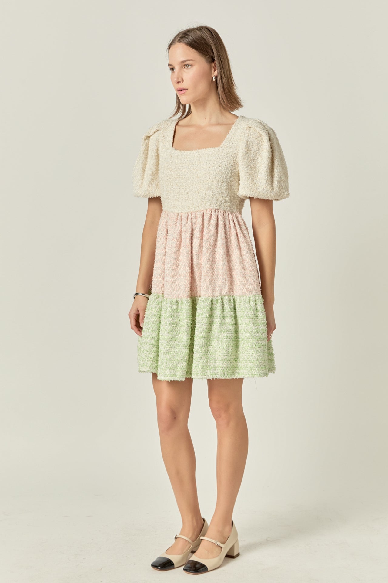ENGLISH FACTORY - Color Block Tweed Mini Dress - DRESSES available at Objectrare