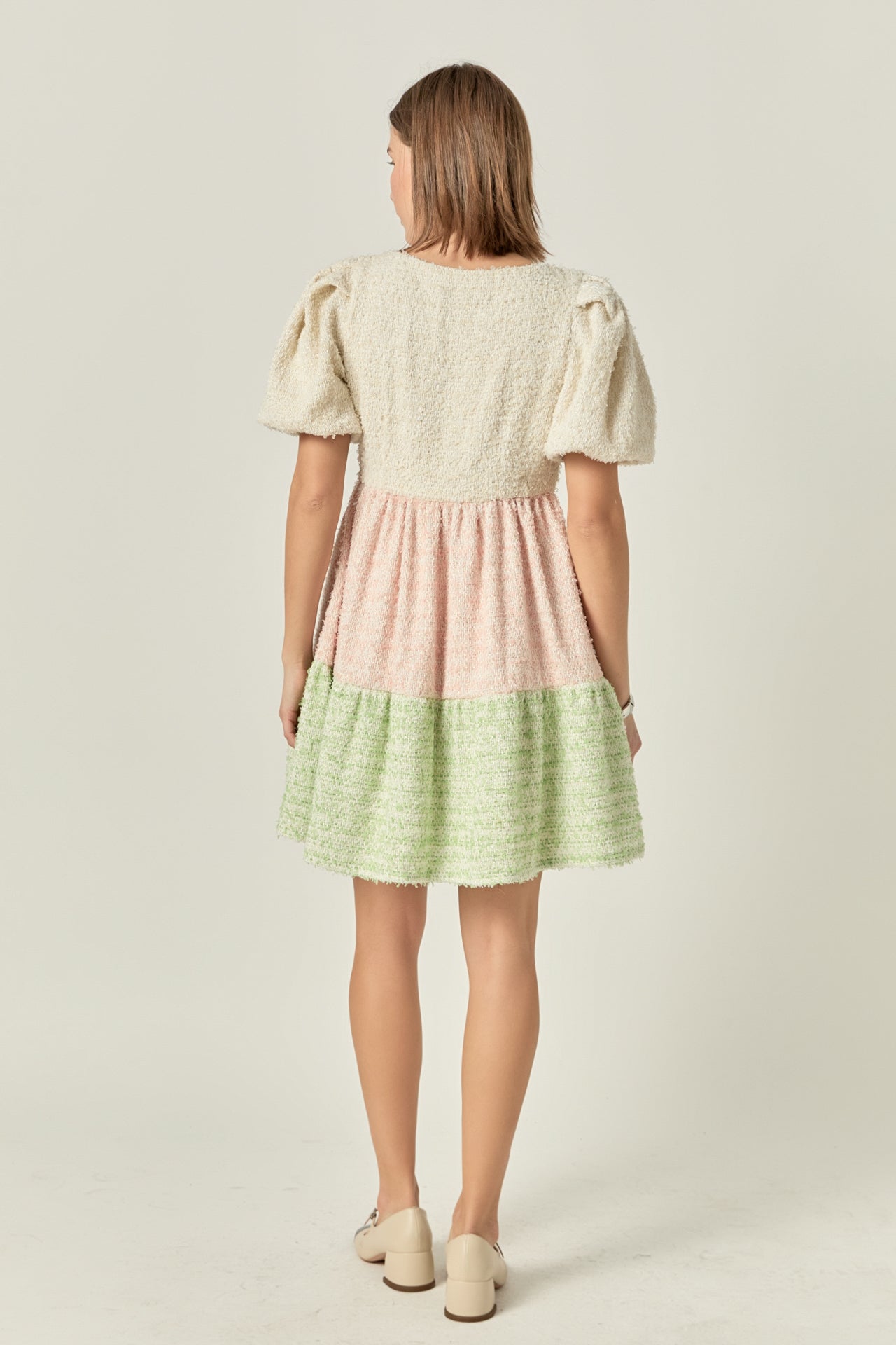 ENGLISH FACTORY - Color Block Tweed Mini Dress - DRESSES available at Objectrare