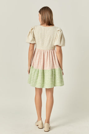ENGLISH FACTORY - Color Block Tweed Mini Dress - DRESSES available at Objectrare