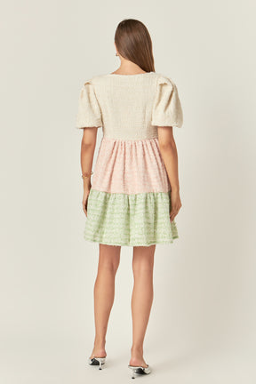 ENGLISH FACTORY - Color Block Tweed Mini Dress - DRESSES available at Objectrare