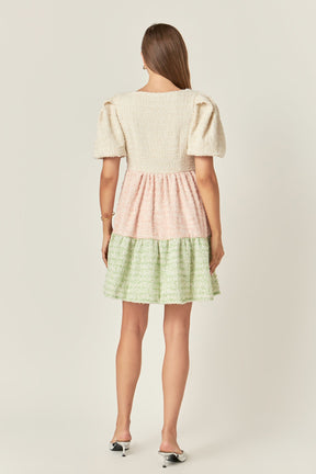 ENGLISH FACTORY - English Factory - Color Block Tweed Mini Dress - DRESSES available at Objectrare