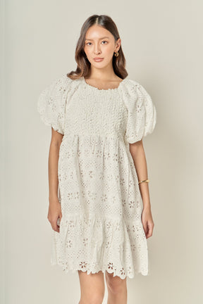 ENGLISH FACTORY - Premium Knit and Embroidery Combo Dress - DRESSES available at Objectrare
