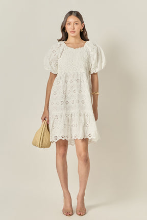 ENGLISH FACTORY - Premium Knit and Embroidery Combo Dress - DRESSES available at Objectrare