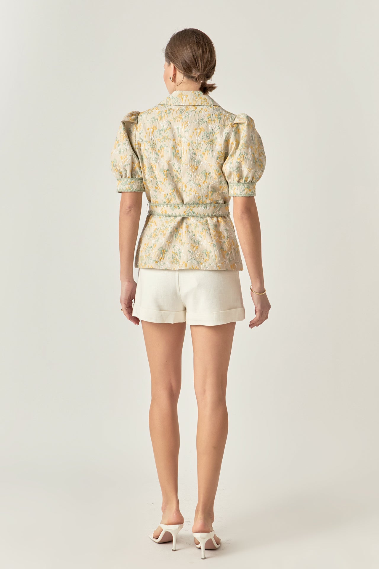 ENGLISH FACTORY - Premium Embroidered Linen Belted Short Sleeve Jacket - JACKETS available at Objectrare