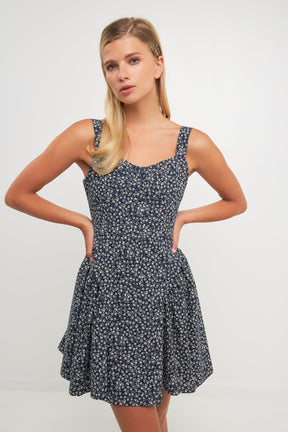 ENGLISH FACTORY - Printed Linen Bustier Dress - DRESSES available at Objectrare