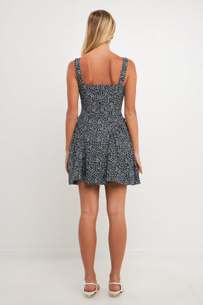 ENGLISH FACTORY - Printed Linen Bustier Dress - DRESSES available at Objectrare