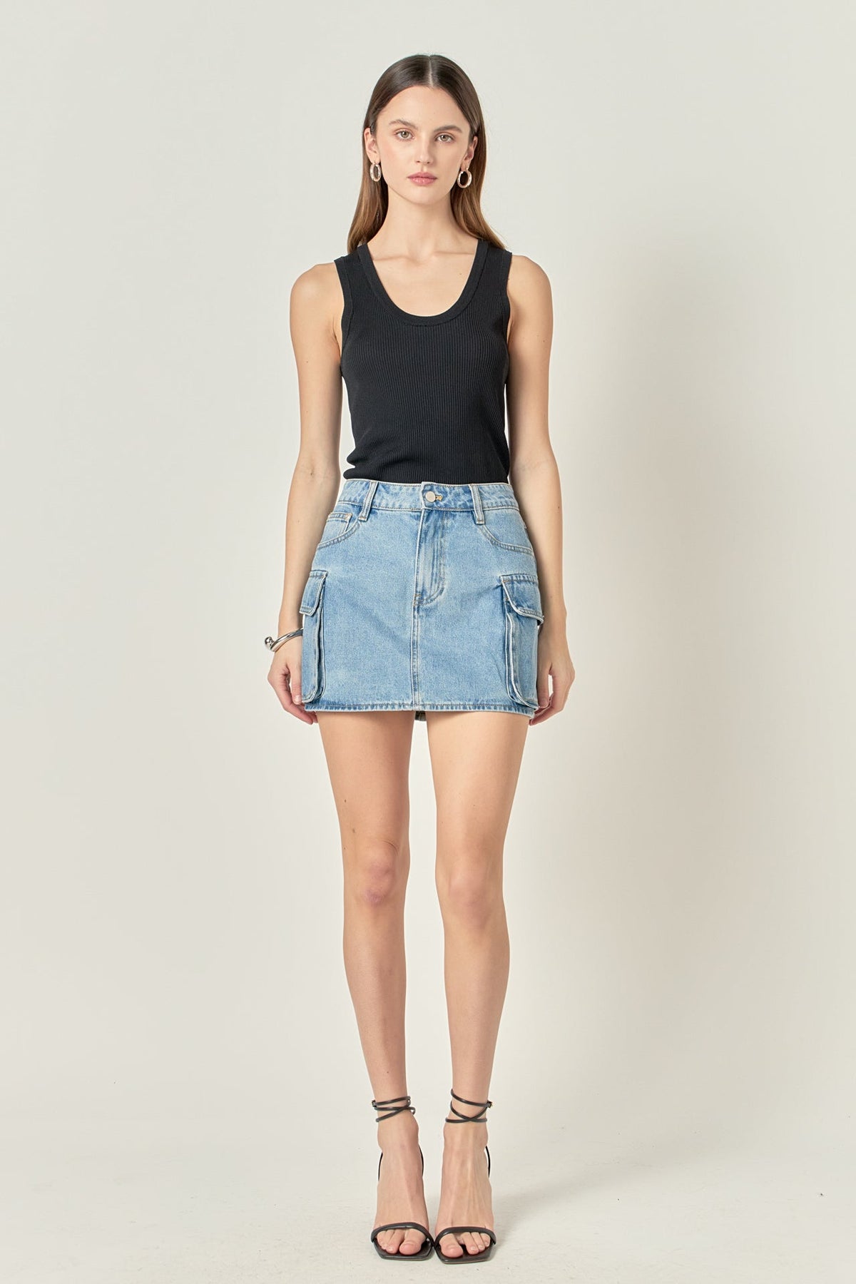 ENGLISH FACTORY - Denim Cargo Low Rise Mini Skirt - SKIRTS available at Objectrare