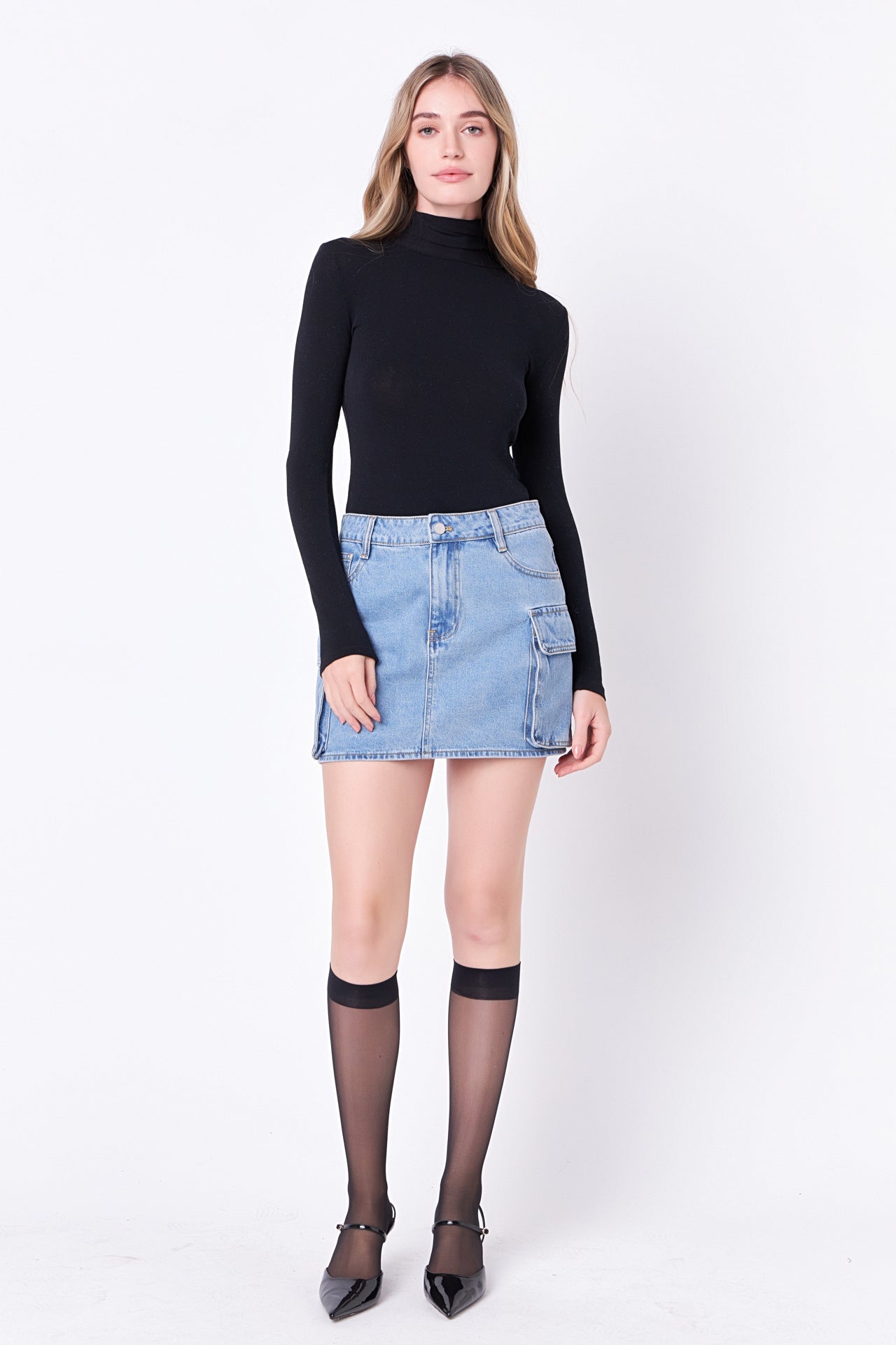 ENGLISH FACTORY - English Factory - Denim Cargo Low Rise Mini Skirt - SKIRTS available at Objectrare