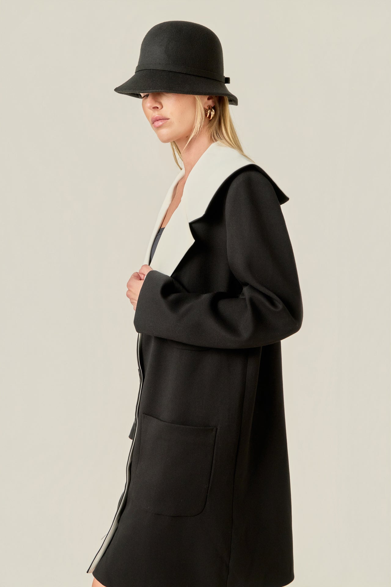 ENGLISH FACTORY - Premium Coat with Contrast Sailor Collar - COATS available at Objectrare