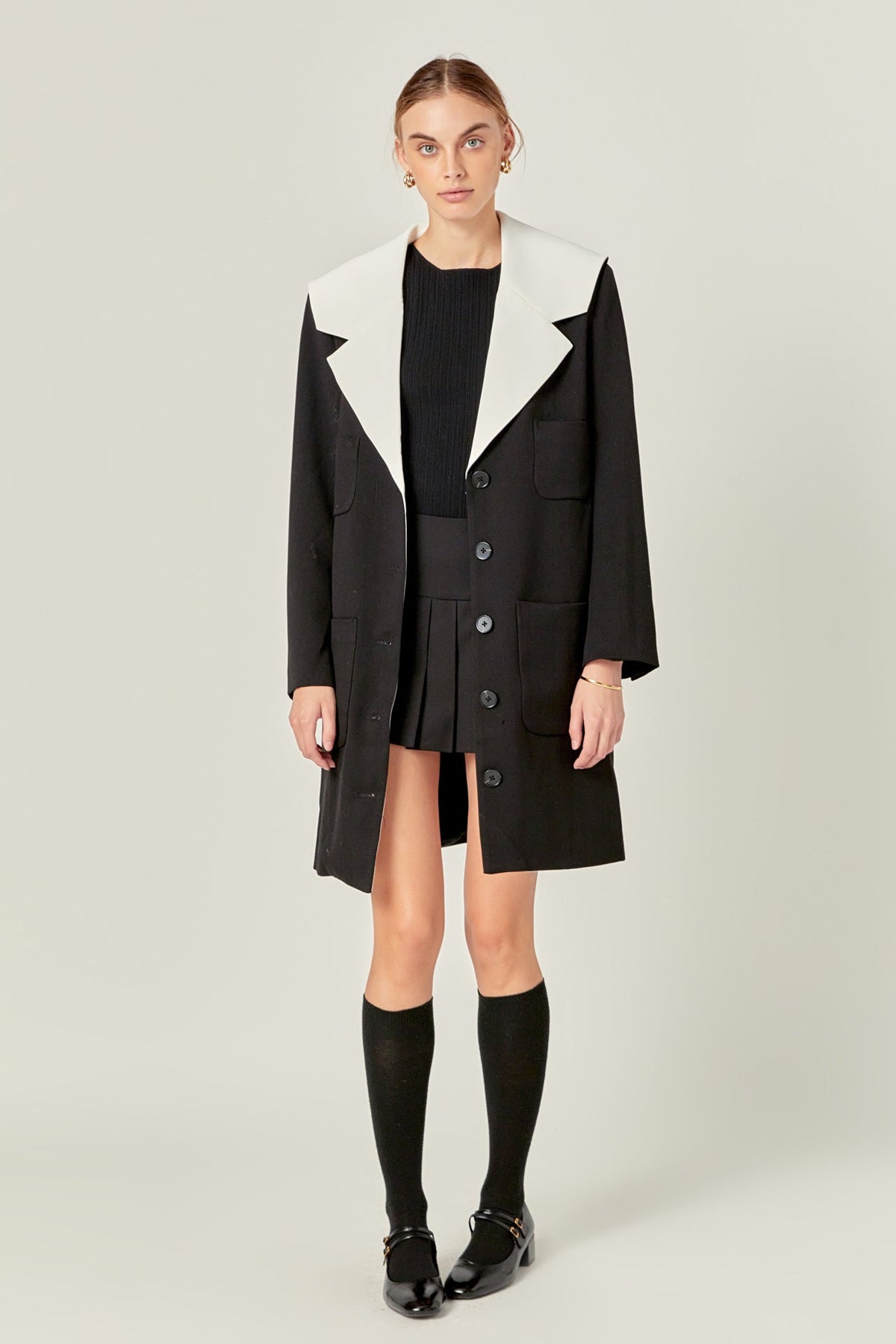 ENGLISH FACTORY - Premium Coat with Contrast Sailor Collar - COATS available at Objectrare