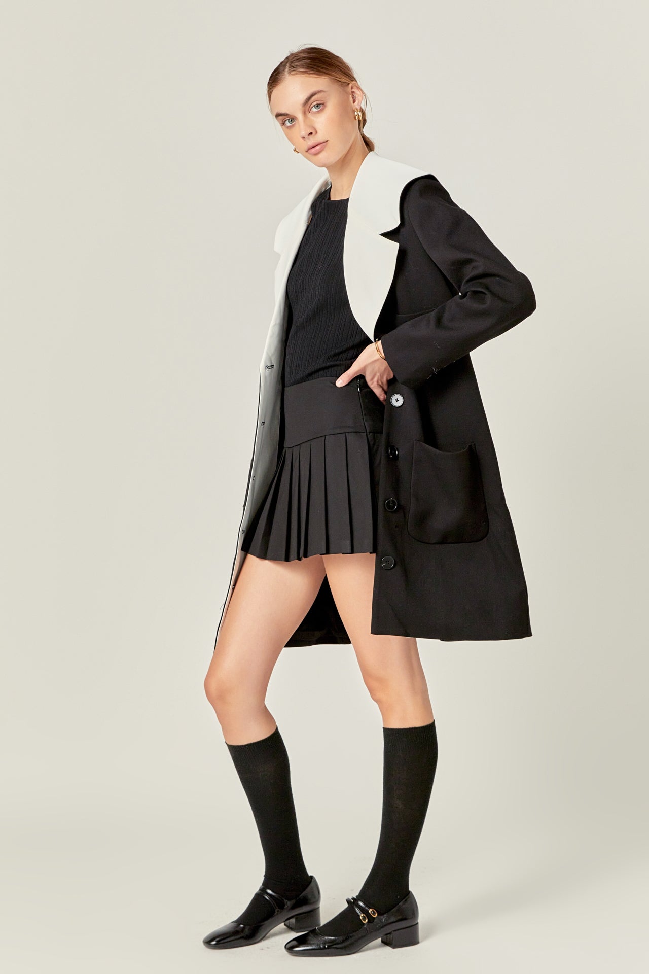 ENGLISH FACTORY - Premium Coat with Contrast Sailor Collar - COATS available at Objectrare