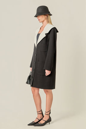ENGLISH FACTORY - Premium Coat with Contrast Sailor Collar - COATS available at Objectrare