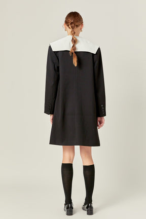 ENGLISH FACTORY - Premium Coat with Contrast Sailor Collar - COATS available at Objectrare