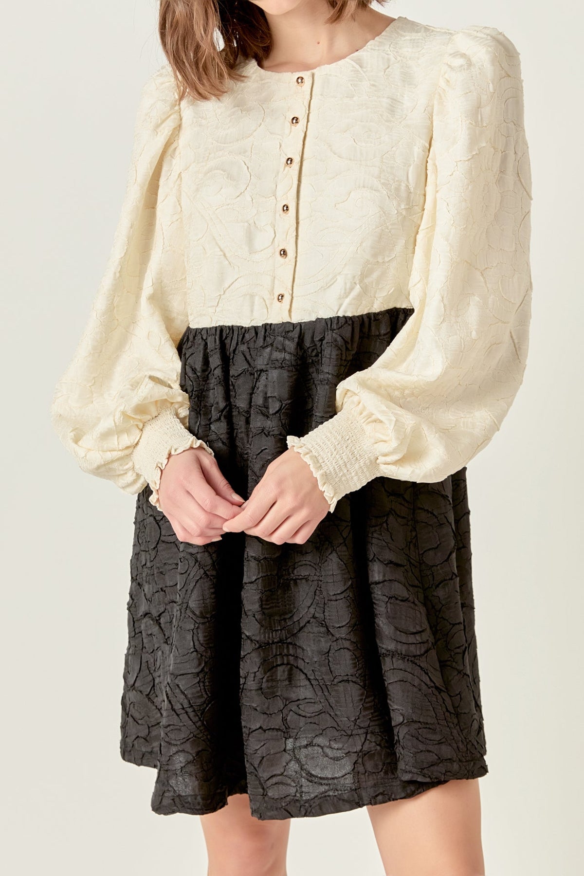 ENGLISH FACTORY - Textured Baby Doll Dress - DRESSES available at Objectrare