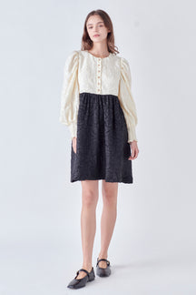 ENGLISH FACTORY - Textured Baby Doll Dress - DRESSES available at Objectrare
