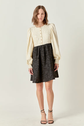 ENGLISH FACTORY - Textured Baby Doll Dress - DRESSES available at Objectrare