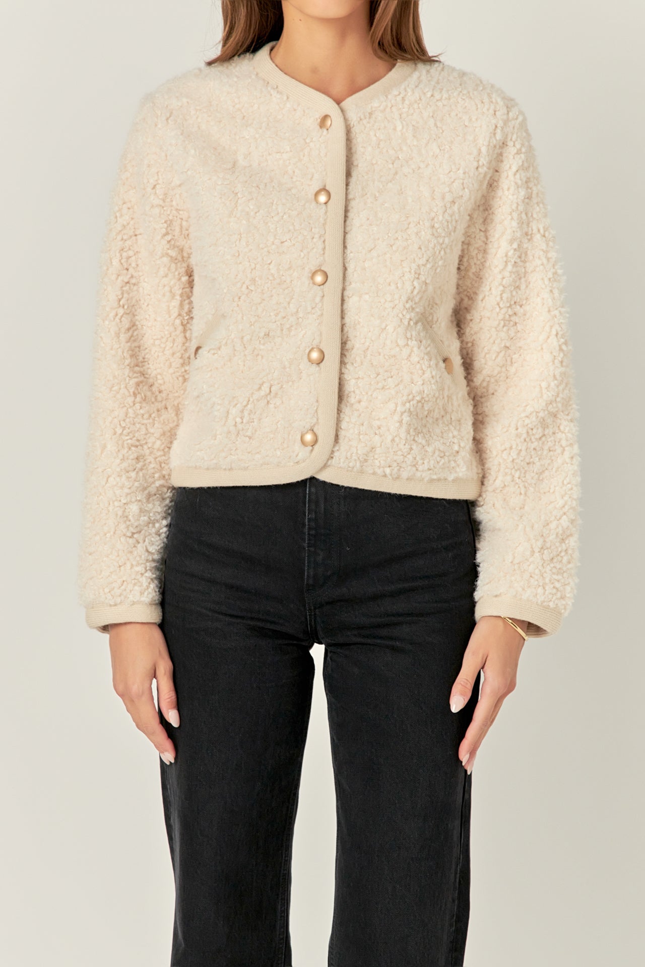 ENGLISH FACTORY - Long Sleeve Boucle Cardigan Jacket - JACKETS available at Objectrare