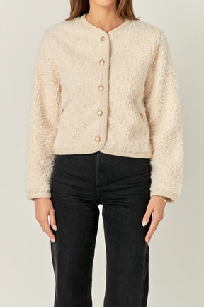 ENGLISH FACTORY - Long Sleeve Boucle Cardigan Jacket - JACKETS available at Objectrare