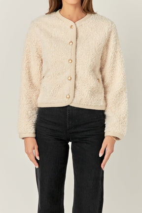 ENGLISH FACTORY - Long Sleeve Boucle Cardigan Jacket - JACKETS available at Objectrare
