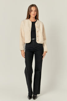 ENGLISH FACTORY - Long Sleeve Boucle Cardigan Jacket - JACKETS available at Objectrare