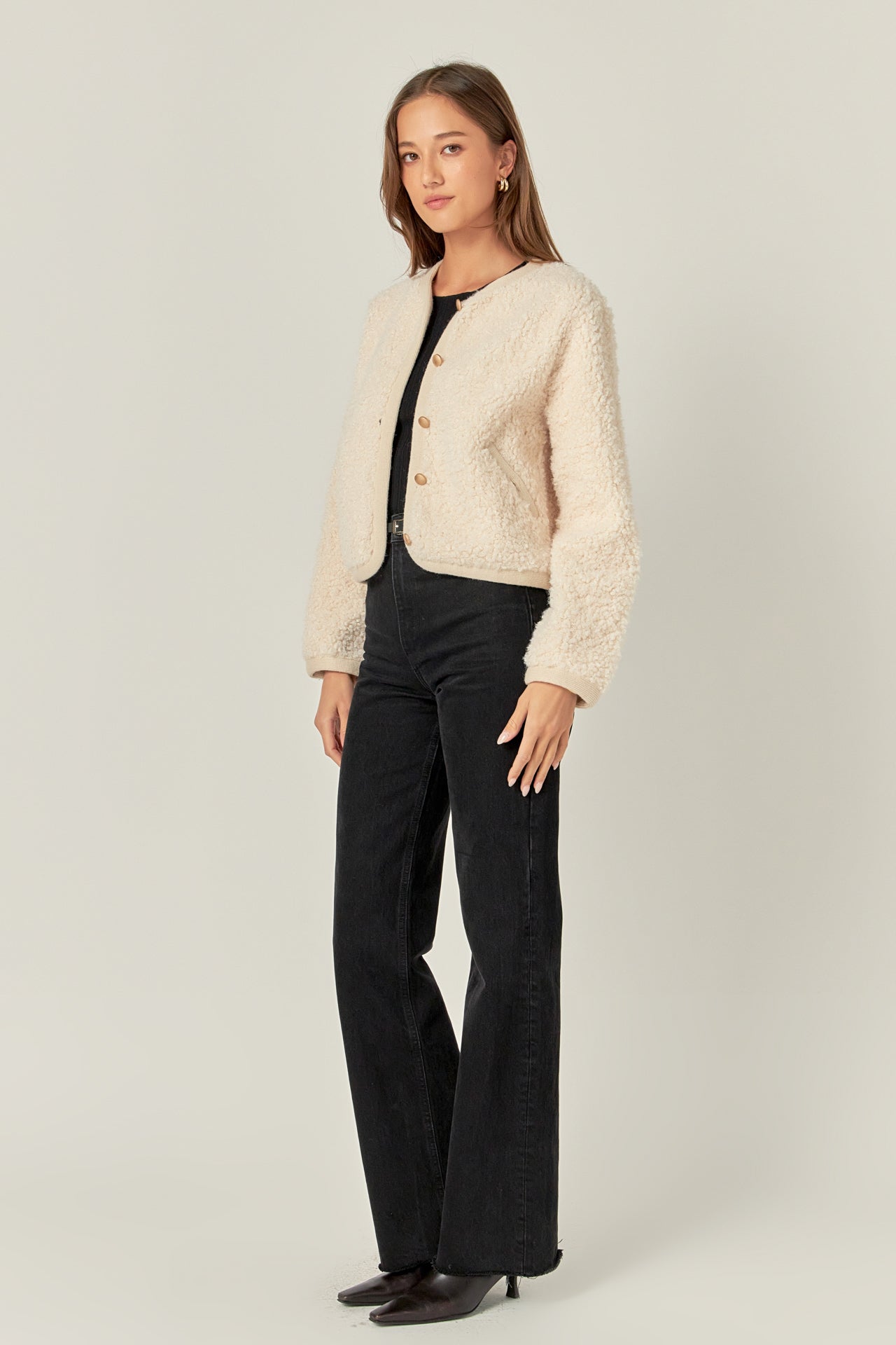 ENGLISH FACTORY - Long Sleeve Boucle Cardigan Jacket - JACKETS available at Objectrare