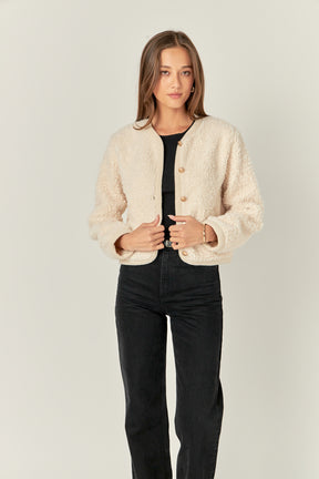 ENGLISH FACTORY - Long Sleeve Boucle Cardigan Jacket - JACKETS available at Objectrare