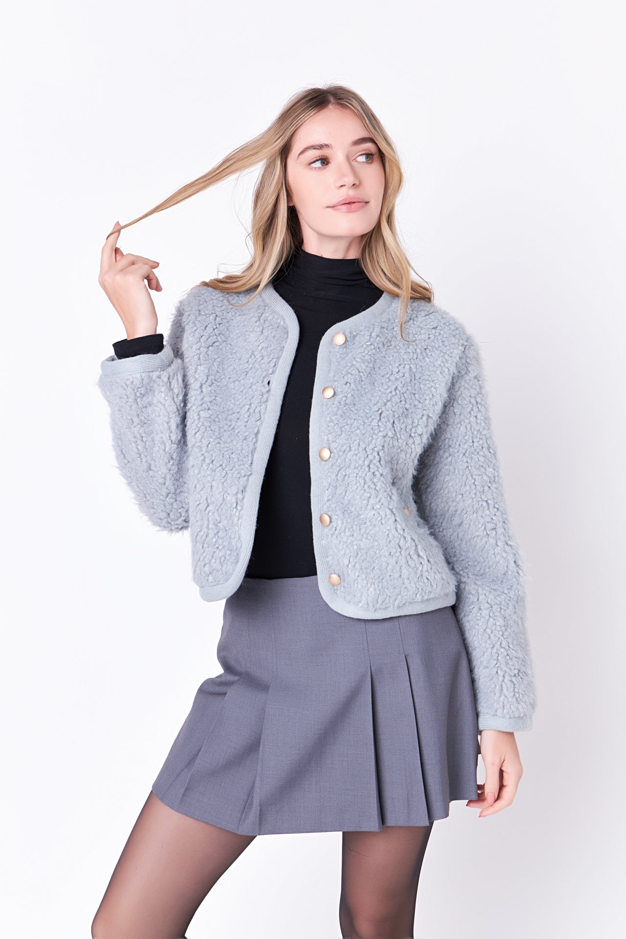 ENGLISH FACTORY - English Factory - Long Sleeve Boucle Cardigan Jacket - CARDIGANS available at Objectrare