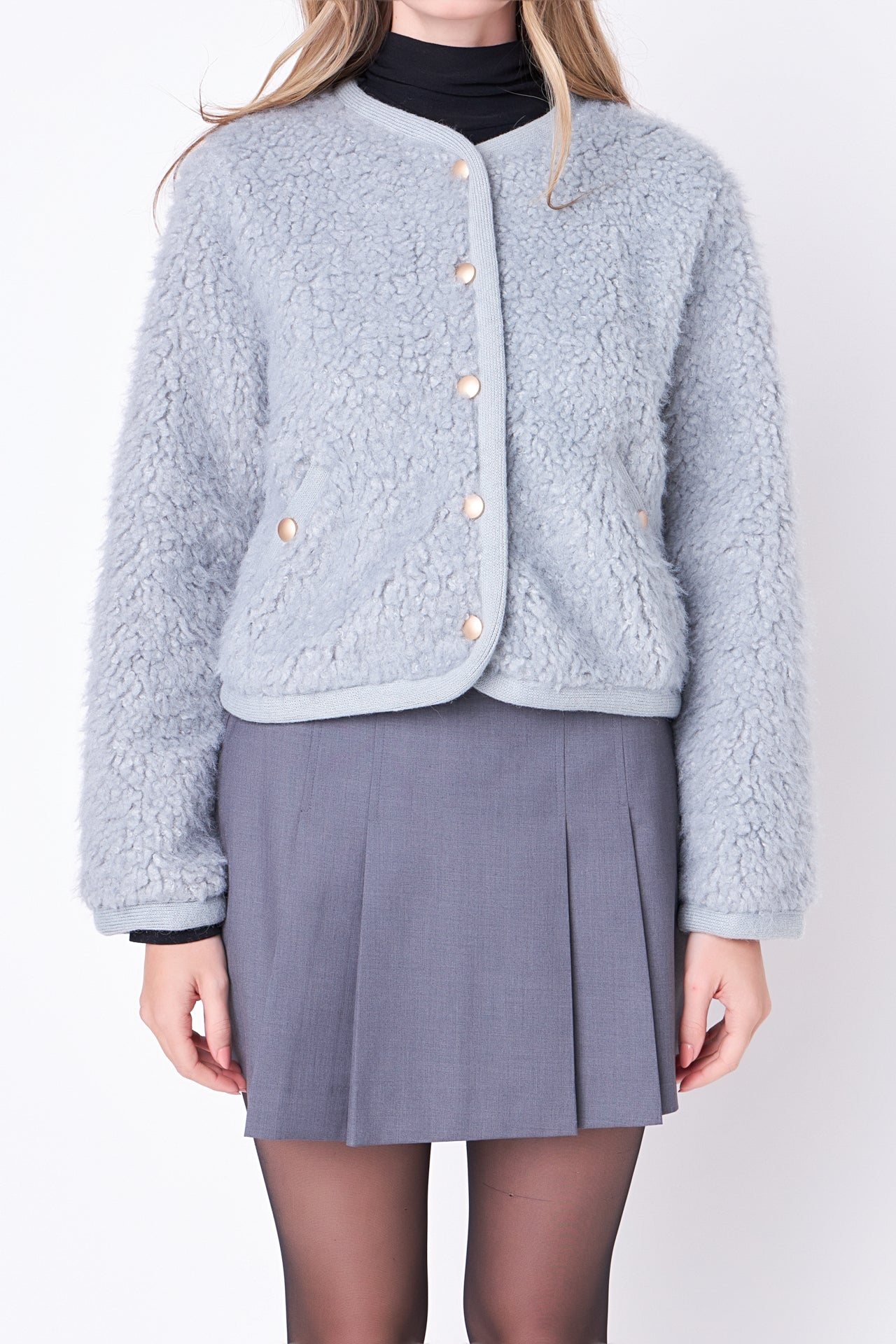 ENGLISH FACTORY - English Factory - Long Sleeve Boucle Cardigan Jacket - CARDIGANS available at Objectrare