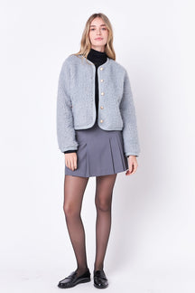 ENGLISH FACTORY - English Factory - Long Sleeve Boucle Cardigan Jacket - CARDIGANS available at Objectrare