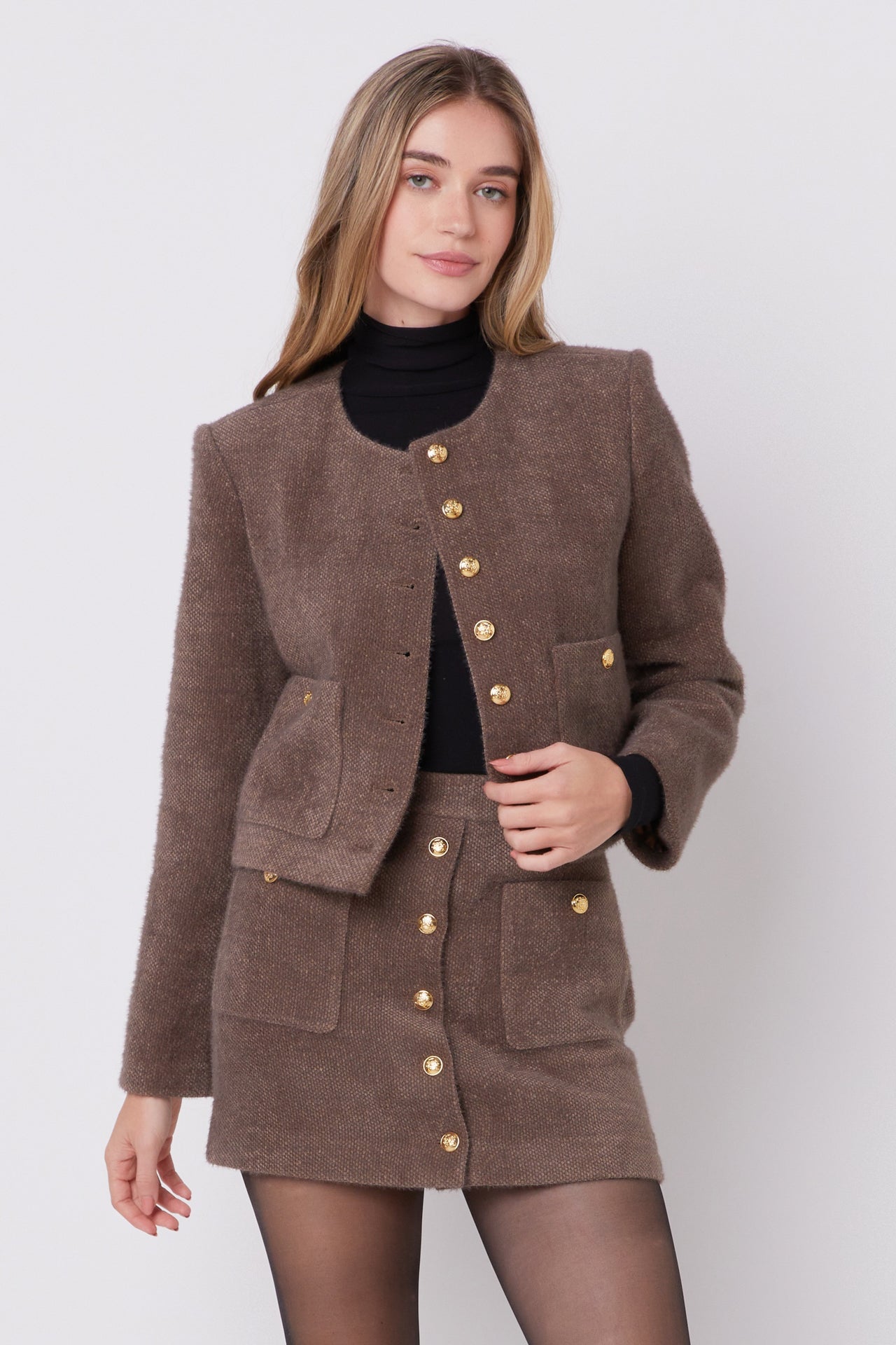 ENGLISH FACTORY - Cropped Knit Jacket - JACKETS available at Objectrare