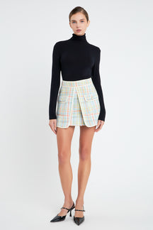 ENGLISH FACTORY - Plaid Boucle Mini Skirt - SKIRTS available at Objectrare