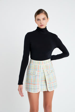 ENGLISH FACTORY - Plaid Boucle Mini Skirt - SKIRTS available at Objectrare