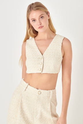 Tweed Cropped Vest Top