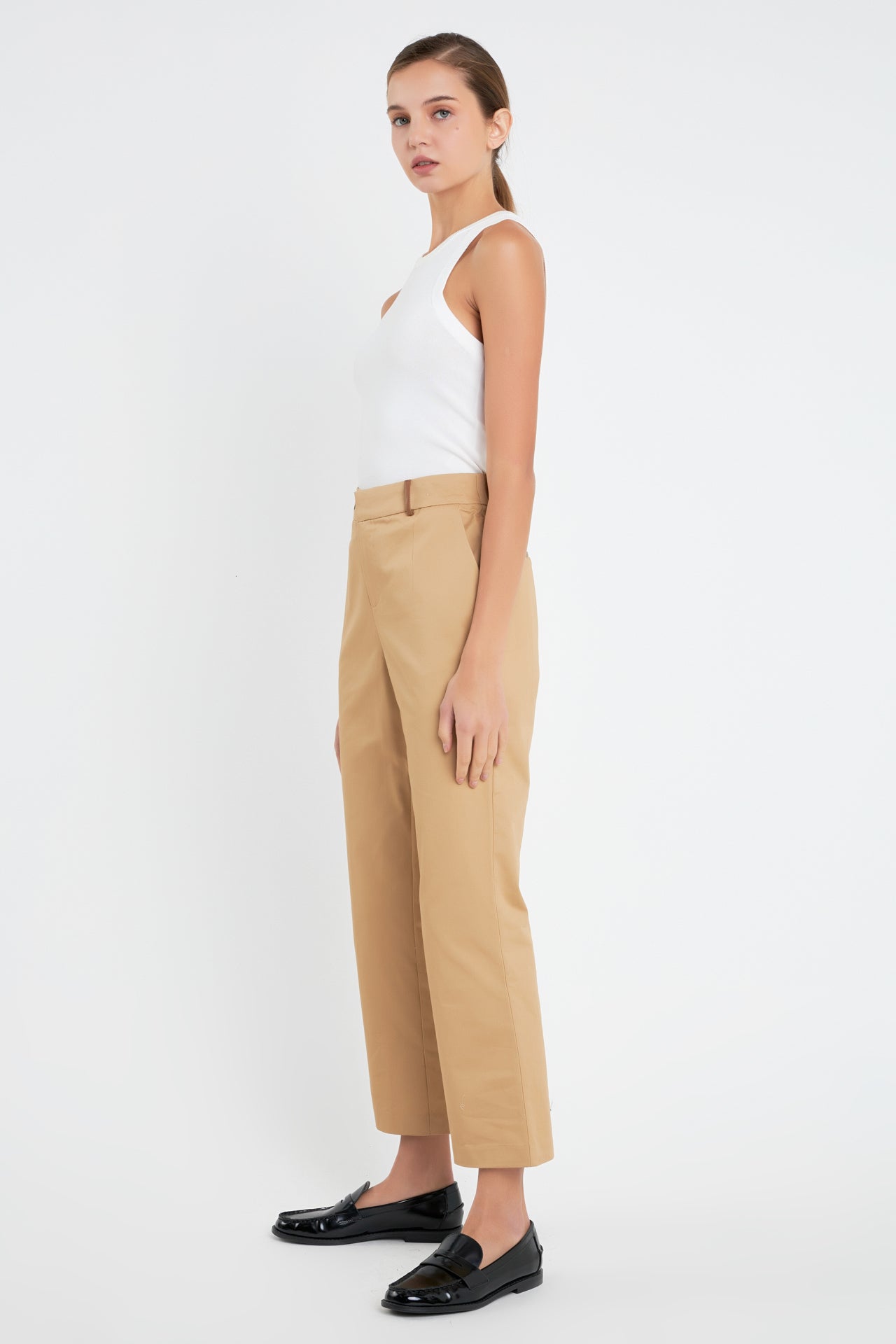 ENGLISH FACTORY - Twill Cropped Flared Hem Pants - PANTS available at Objectrare