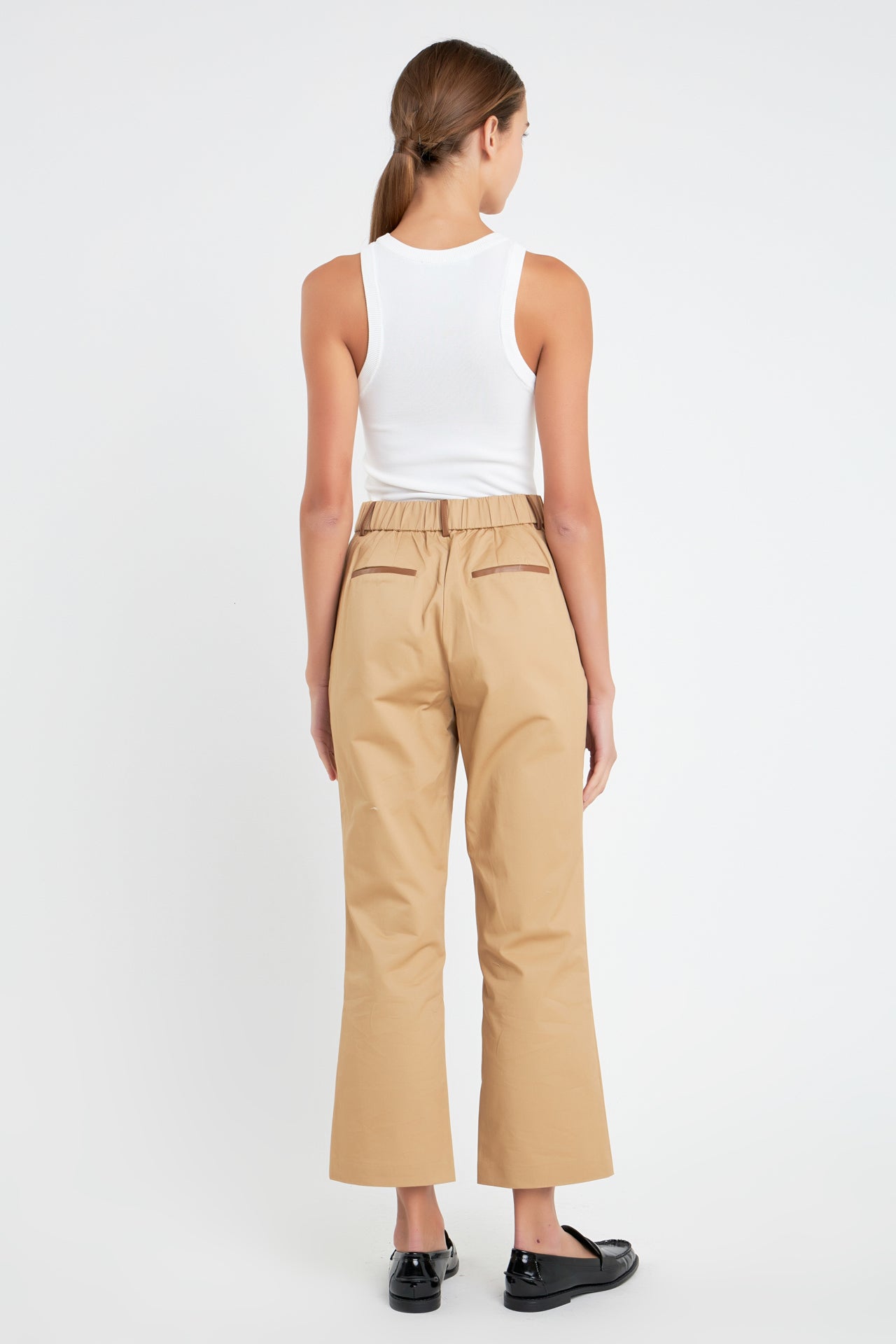 English Factory Women's Twill Cropped Flared Hem Pants