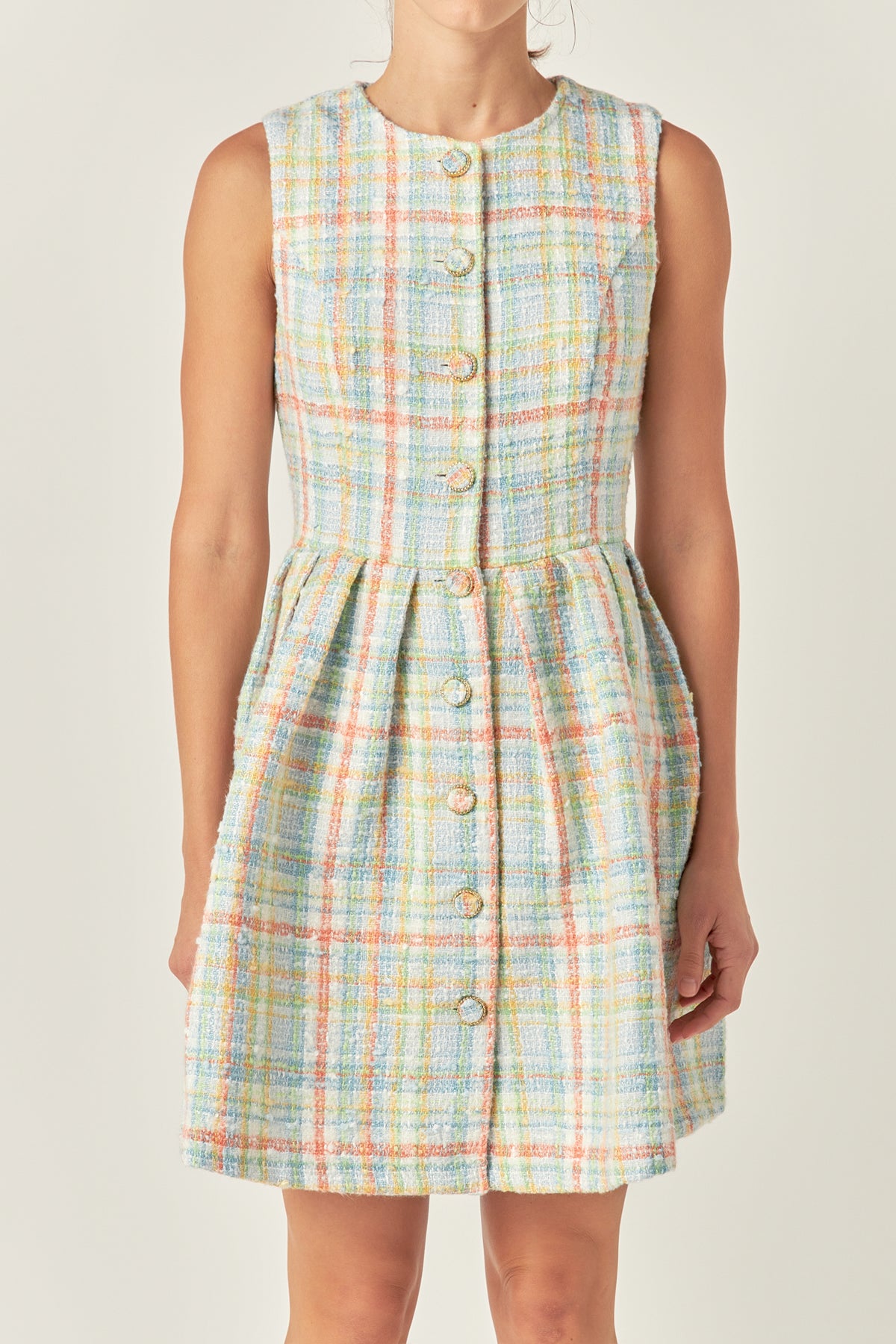 ENGLISH FACTORY - Plaid Boucle Mini Dress - DRESSES available at Objectrare