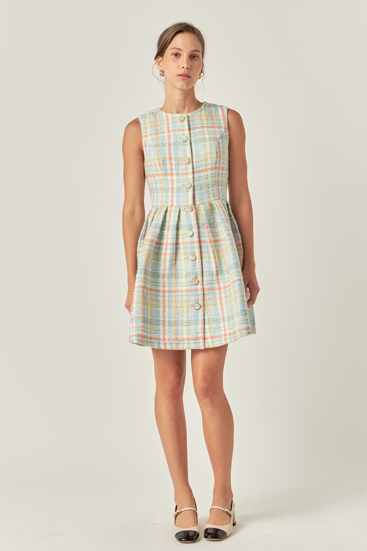 ENGLISH FACTORY - English Factory - Plaid Boucle Mini Dress - DRESSES available at Objectrare