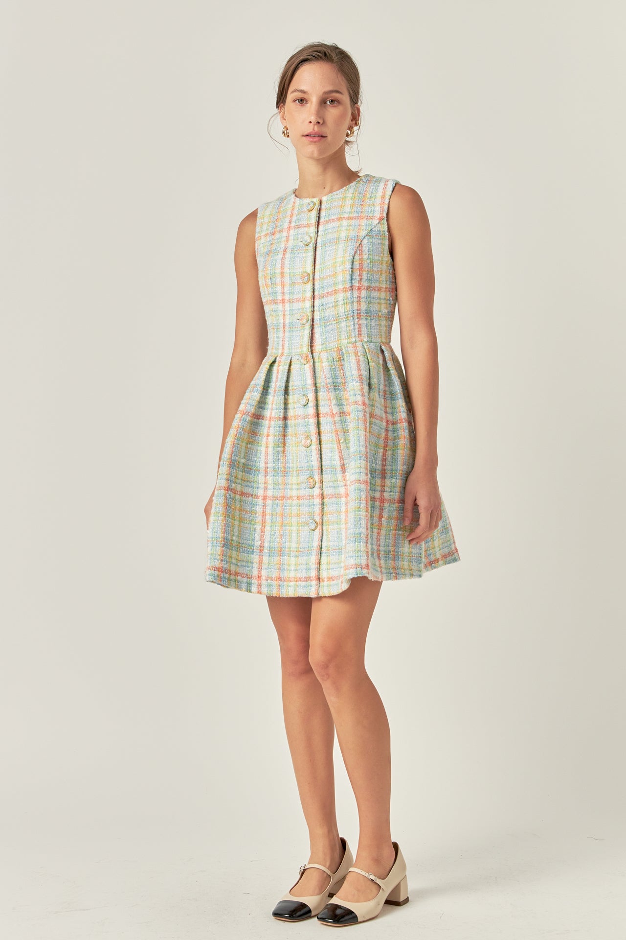 ENGLISH FACTORY - Plaid Boucle Mini Dress - DRESSES available at Objectrare