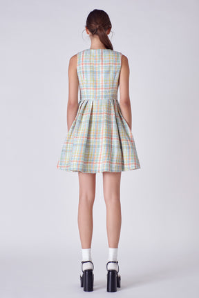 ENGLISH FACTORY - Plaid Boucle Mini Dress - DRESSES available at Objectrare