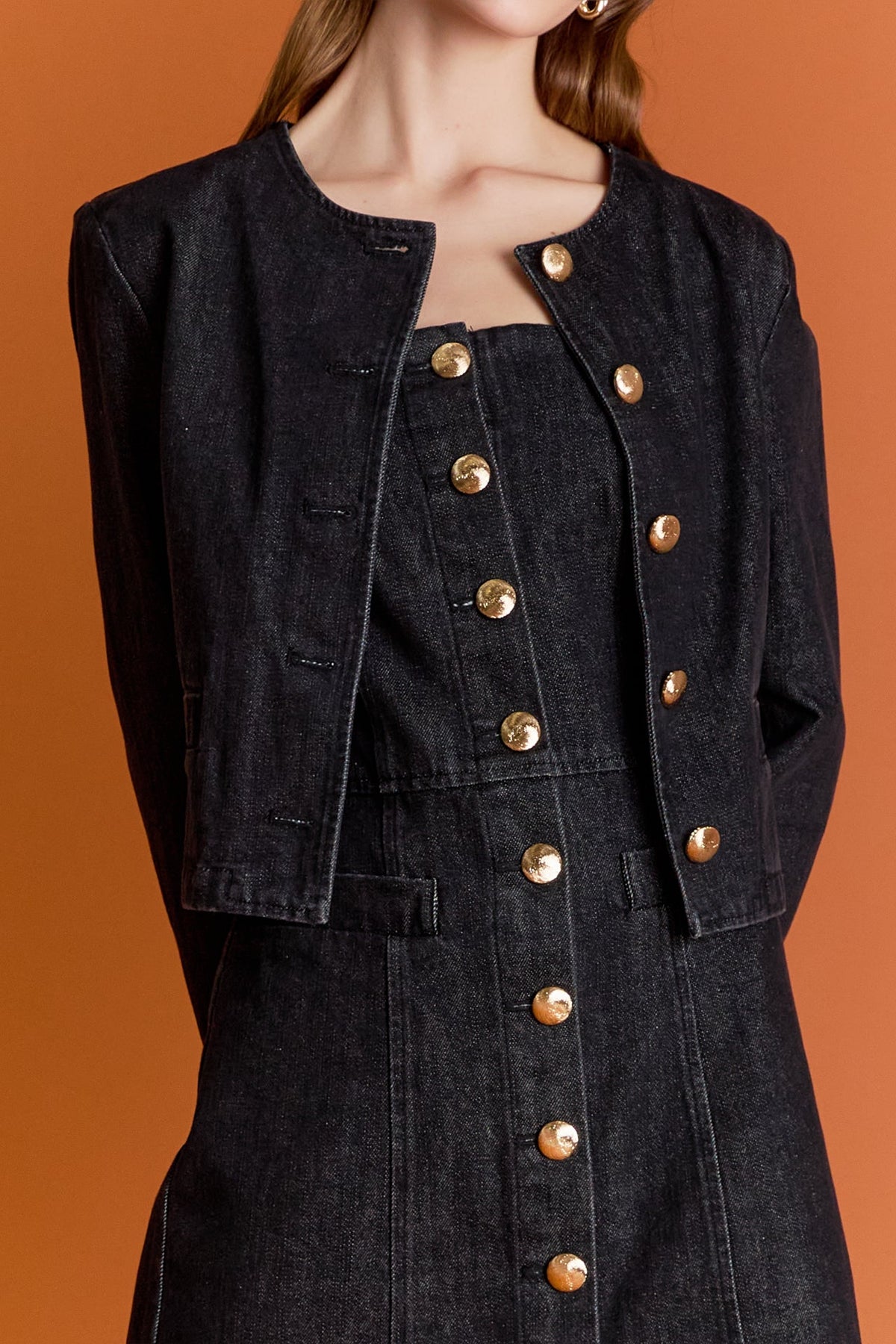 ENGLISH FACTORY - Vivienne Cropped Denim Jacket - JACKETS available at Objectrare