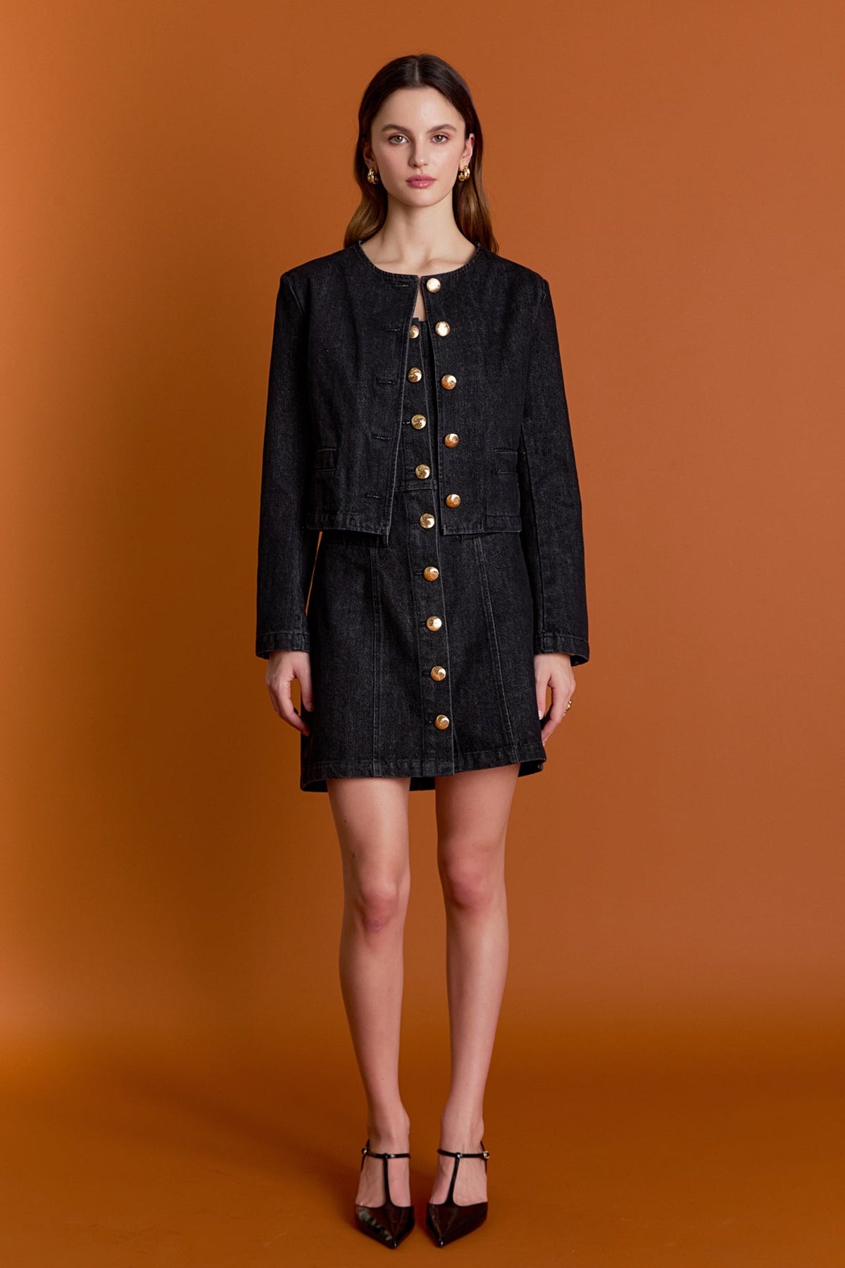 ENGLISH FACTORY - Vivienne Cropped Denim Jacket - JACKETS available at Objectrare