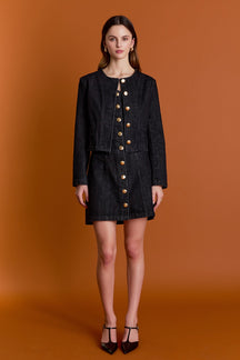 ENGLISH FACTORY - Vivienne Cropped Denim Jacket - JACKETS available at Objectrare
