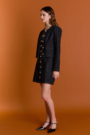 ENGLISH FACTORY - Vivienne Cropped Denim Jacket - JACKETS available at Objectrare