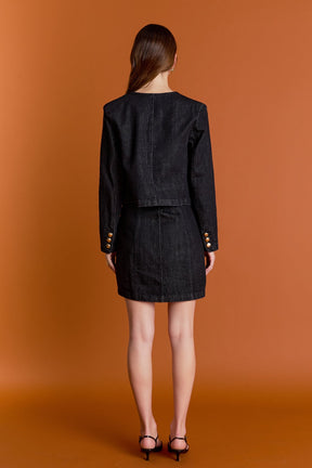 ENGLISH FACTORY - Vivienne Cropped Denim Jacket - JACKETS available at Objectrare