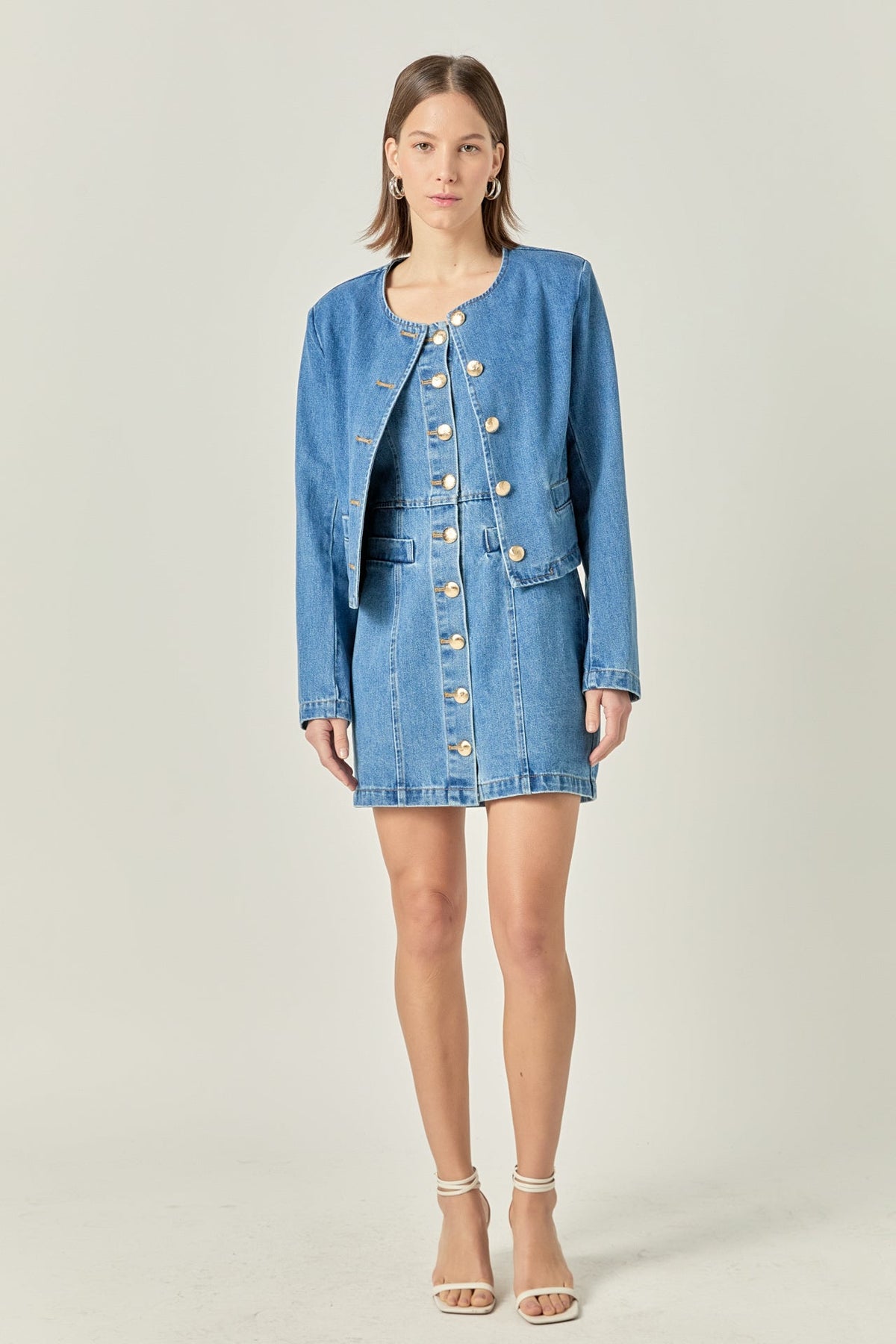 ENGLISH FACTORY - Cropped Denim Jacket - JACKETS available at Objectrare
