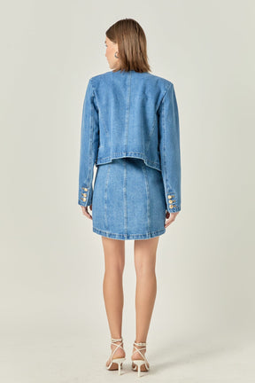 ENGLISH FACTORY - Cropped Denim Jacket - JACKETS available at Objectrare