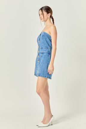 ENGLISH FACTORY - English Factory - Denim Tube Mini Dress - DRESSES available at Objectrare